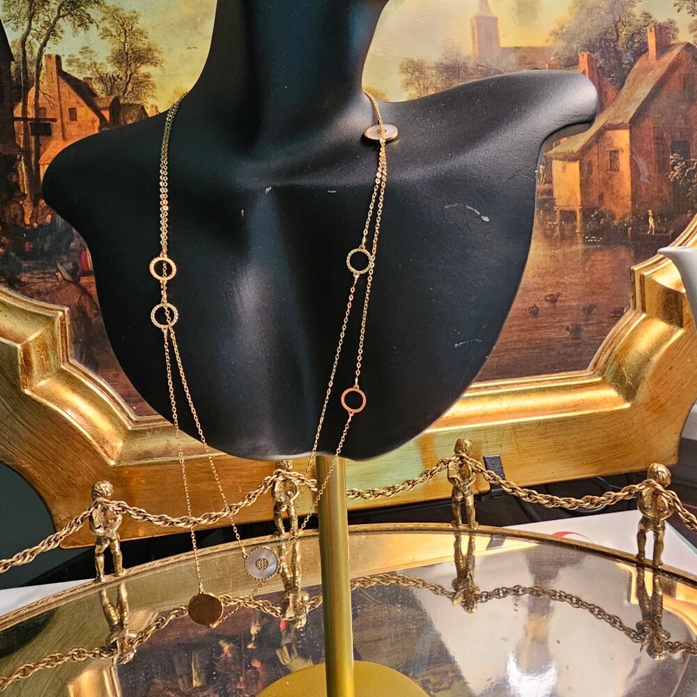 14K Yellow Gold, Stefano Oro , Necklace with Mother of Pearls stations